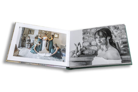 Emma, the bride, ready for her Leicestershire wedding ceremony. Elegant wedding album by John Fox.