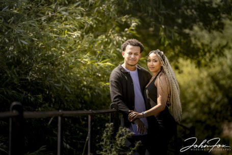 Pre-wedding Photography in the West Midlands. Image of the engaged couple, Zoe and Kia, by John Fox Wedding Photography.