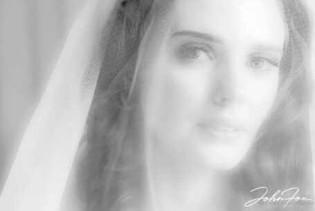 Portrait of the bride through her veil. Leicestershire Wedding Photographer.