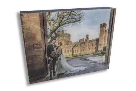 Wedding album box with full image acrylic cover with the Cheshire wedding of Jenny and James on the front cover