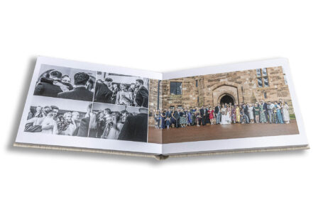 Group wedding photos outside Peckforton Castle, Cheshire.