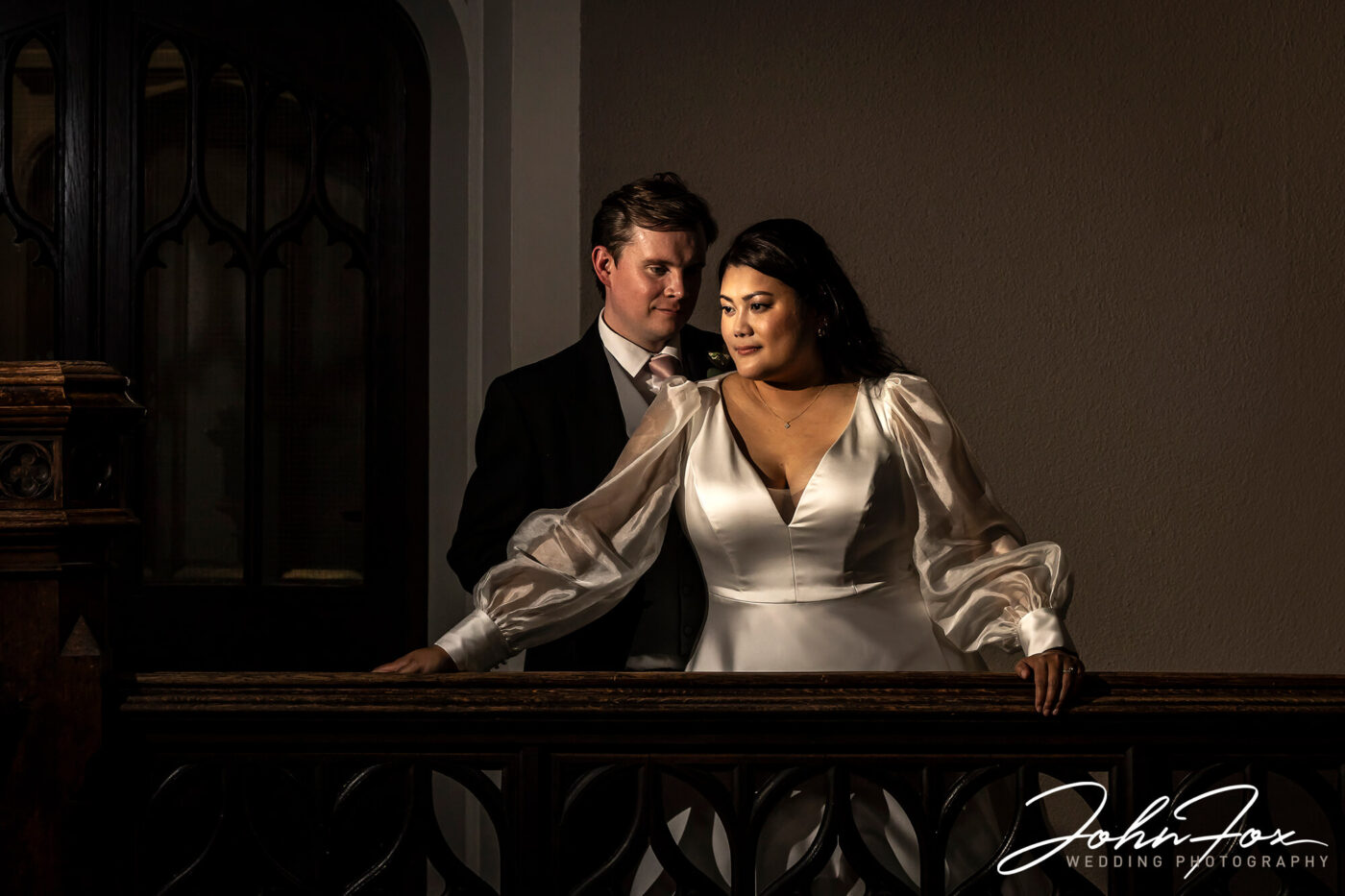 Clare and James celebrating their wedding at Tortworth Court in Gloucestershire.