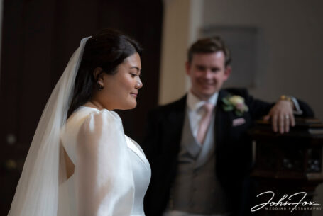 Bride and groom having a quiet moment before the wedding celebrations.