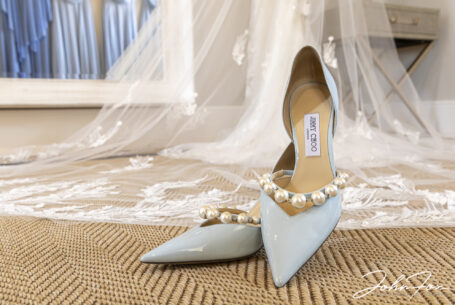 Bride's something blue: her Jimmy Choo Shoes.