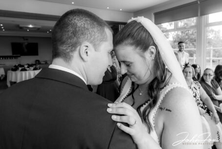 Black and white image at the ceremony in Bedfordshire.