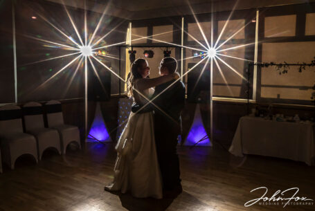 Bride and groom first dance at their Bedfordshire wedding celebrations.