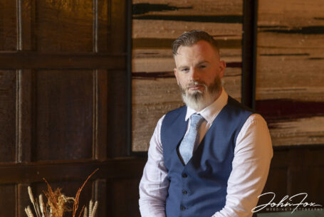 Portrait of the groom at Ansty Hall near Coventry