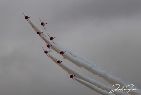Photographer's Day Off. Red Arrows in diamond 9 formation at RIAT. Image by John Fox.