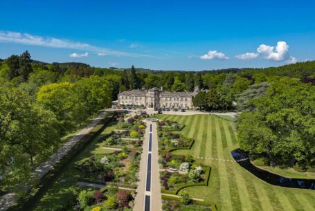 Aerial image of Grantley Hall, Yorkshire with its woodland and gardens. Help Planning Your Wedding Hints Tips and Advice - Venues