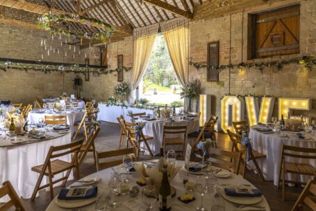 Ashley Wood Farm, Wiltshire: a barn wedding venue set ready for the wedding breakfast. Help Planning Your Wedding Hints Tips and Advice - Venues