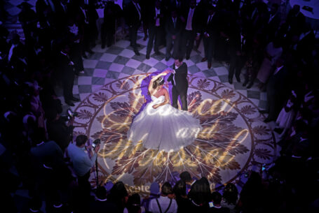 Help Planning Your Wedding Hints Tips and Advice – Evening - Jessica and Youssef's first dance in a ballroom surrounded by their wedding guests at Wentworth Woodhouse, Yorkshire