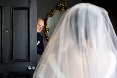 Help Planning Your Wedding Hints Tips and Advice – Part 9 - The bridal reveal before a ceremony at Swynford Manor, Cambridgeshire. Image by John Fox