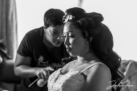 Bridal preparations at a West Midlands' wedding.