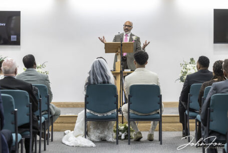 Wedding ceremony conducted by Zoe's father at the Kingdom of Jehovah’s Witnesses Church, Birmingham
