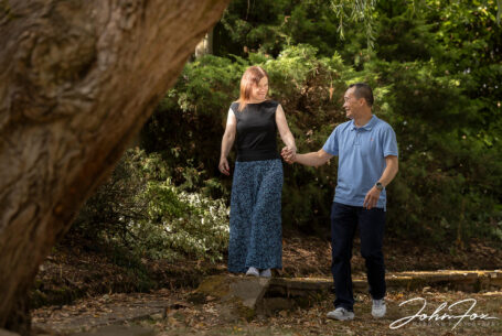 Rebecca and Son walking in the grounds at Hadley Park Hotel in Shropshire