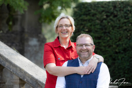 Bride and groom on a pre-wedding shoot in the grounds of Rushton Hall. Photo by John Fox Wedding Photography