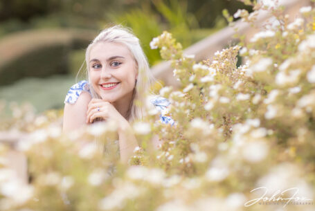 Portrait of the bride-to-be, Emma, on her pre-wedding shoot at Kilworth House