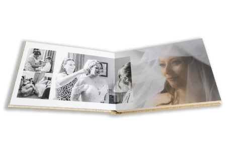 Ansty Hall Wedding Album. Images across a double page of Natalie the bride by John Fox Wedding Photography