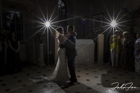 Bride and groom first dance at Chicheley Hall in Buckinghamshire. Photo by John Fox Wedding Photography.