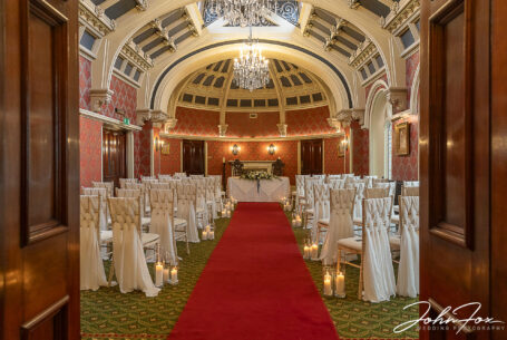 Wedding ceremony room at Kilworth House. Image by John Fox Wedding Photography.
