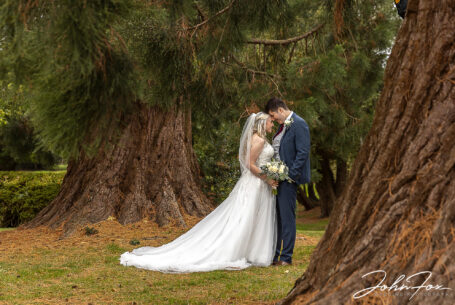Emma & Daniel in the grounds at Kilworth House