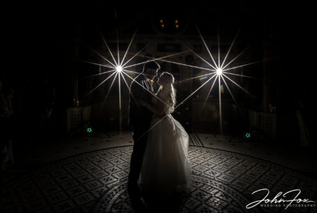 Spotlit first dance at Kilworth House for Emma and Daniel's wedding