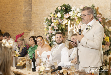 Wedding speech from the father of the bride at Kingscote Barn, Tetbury