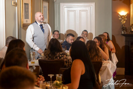 Best man's wedding speech at Wygston’s House in Leicester City. Image by John Fox Wedding Photography.