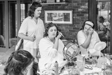 Bridal preparations for a wedding at Keele Hall in Staffordshire. Images by John Fox Wedding Photography.