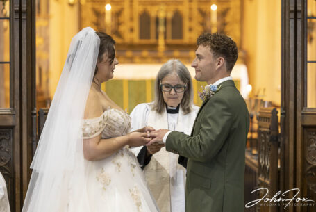 Sarah and Lewis's wedding ceremony at Ashley St John the Baptist Church in Staffordshire.