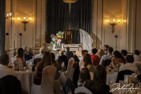 The Groom's speech at Keele Hall in Staffordshire. Image by John Fox.