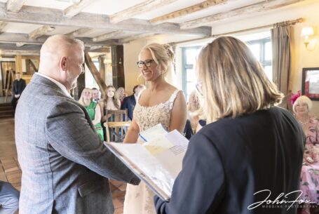 Lynn and Ian at their Wedding Ceremony at The Five Bells in Stanbridge