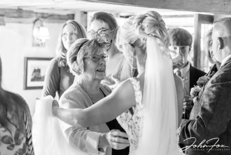 Lynn the Bride being congratulated at her Wedding in Bedfordshire.
