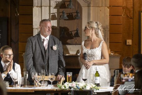 The bride's speech captured by Wedding photographer in Bedfordshire, John Fox