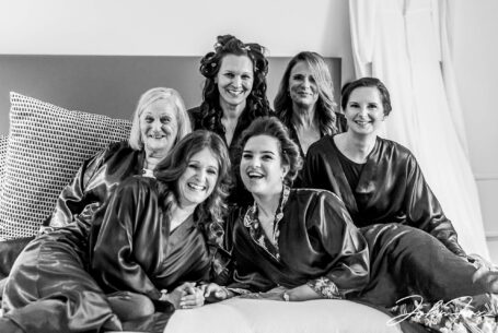 Amanda and her bridal party preparing for a wedding at Chelsea Registry Office, London