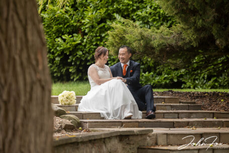 An intimate moment for Rebecca and Son in the grounds of Hadley Park House.