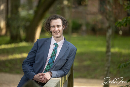 Pre-wedding shoot image of the groom to be Jack at Hothorpe Hall The Woodlands