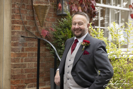 Portrait of the groom, Matthew awaiting his bride.