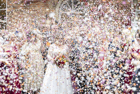 Epic Confetti shot by John Fox Wedding Photography at Katie and Matthews' wedding at Holiday Inn East in Milton Keynes