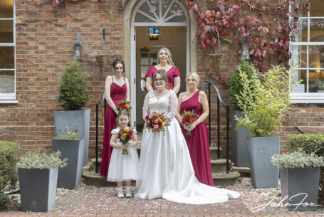 Bride and her bridesmaids outside the Holiday Inn East in Milton Keynes.