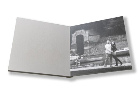 Bespoke wedding guest book with image of the happy couple on a pre-wedding shoot in Staffordshire