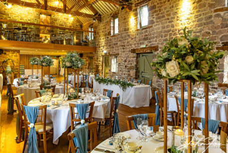 Barn set for the wedding breakfast at The Ashes Barns in Staffordshire