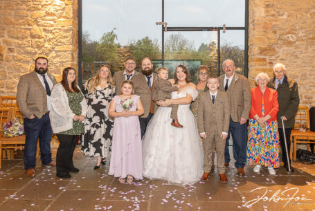 Family group images were taken indoors due to rain at Dodford Manor, Northamptonshire. John Fox Wedding Photography