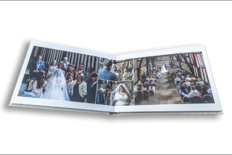 Wedding album page design showing images of Amy and Karl’s Wedding at the Guildhall in Leicester