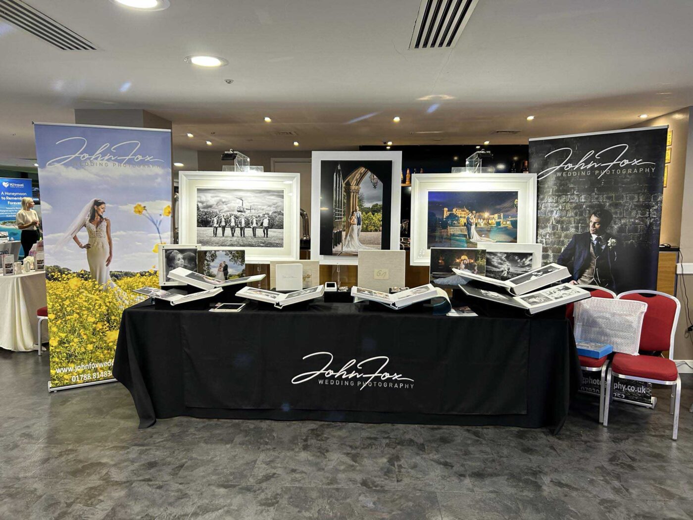 Wedding packages in Buckinghamshire. John Fox's stand at the MK Dons Stadium wedding show in November 2025