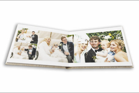 Wedding album page design showing natural style images from Celia and Adam’s Wedding at Grantley Hall, North Yorkshire
