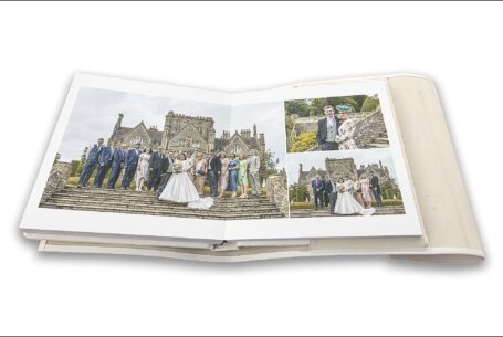 Wedding album showing images of Clare and James's wedding guests and Tortworth Court in Gloucestershire