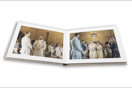 Gabrielle and William's wedding ceremony displayed in their beautiful wedding album by John Fox