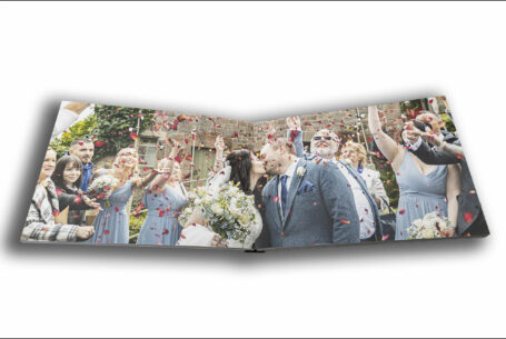 Wonderful confetti photo as part of the wedding album for Joanne and James’s Wedding at The Ashes Barns in Staffordshire