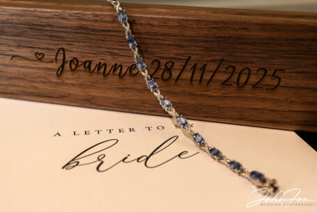 A beautiful necklace with a letter to the bride. Wedding packages in Northamptonshire.